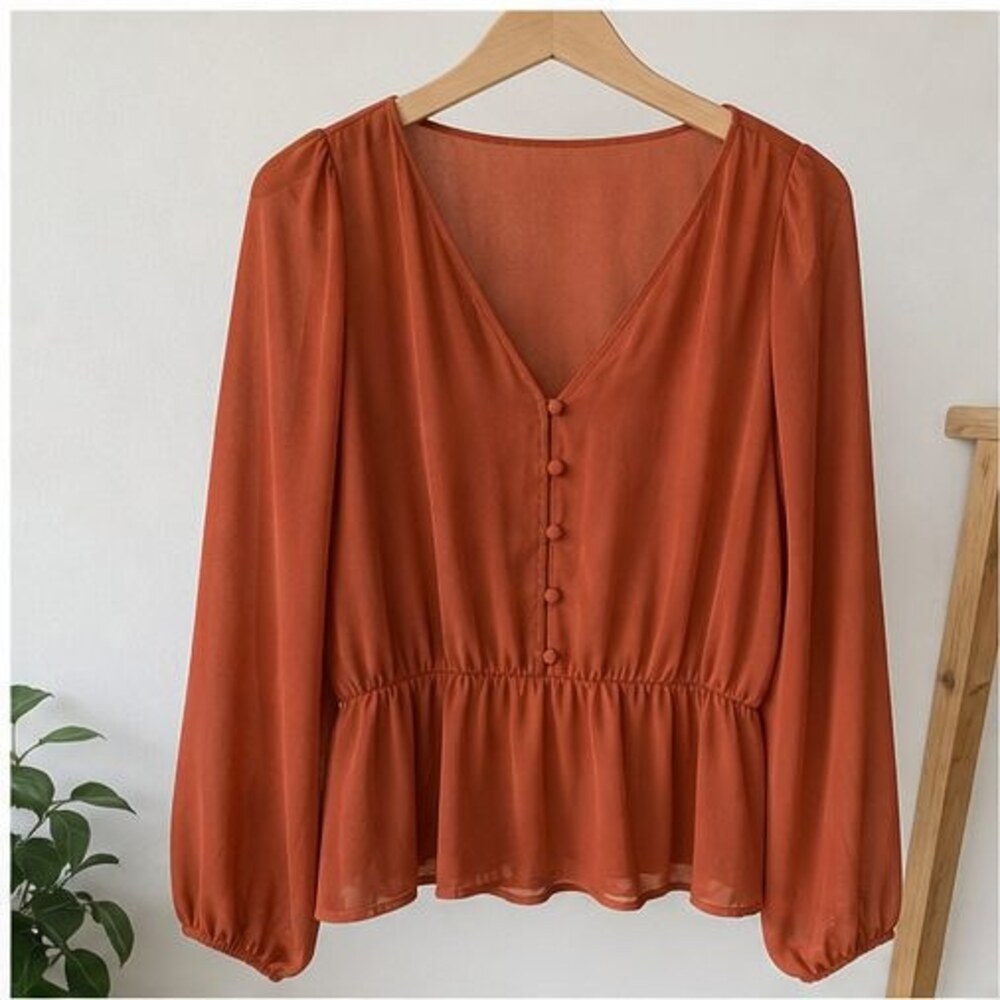Rust Peplum Top